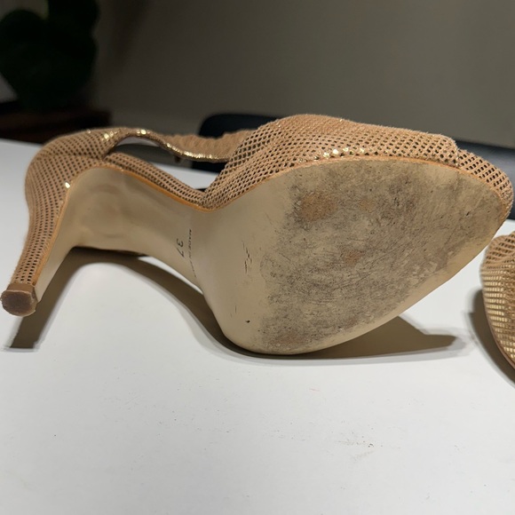 Dolfine Satie Paris Stiletto’s Open Toes Color Gold/Bronze Size Euro 37 - Picture 6 of 13